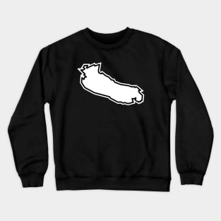 Gabriola Island Outline in Bright White with Black Outline - Gabriola Island Crewneck Sweatshirt